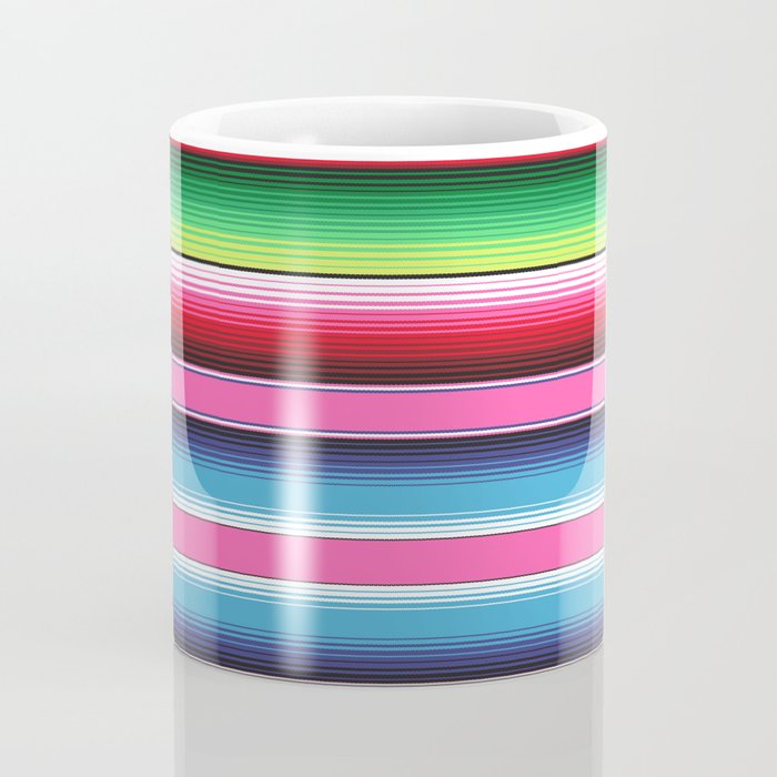 Pink Mexican Serape Blanket Stripes Coffee Mug Gallery Image 4