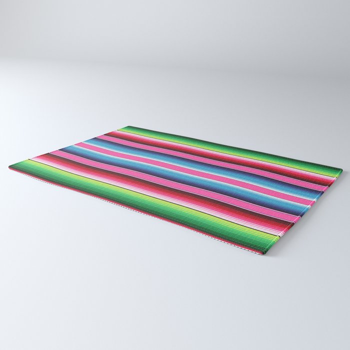 Pink Mexican Serape Blanket Stripes Rug Gallery Image 3