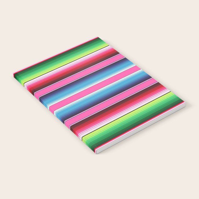 Pink Mexican Serape Blanket Stripes Notebook Gallery Image 1