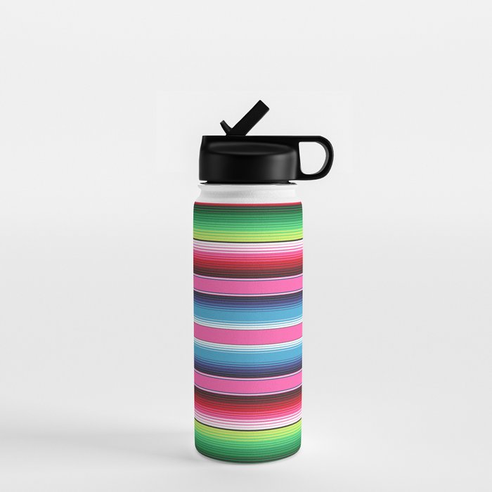 Pink Mexican Serape Blanket Stripes Water Bottle Gallery Image 1