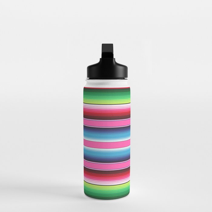 Pink Mexican Serape Blanket Stripes Water Bottle Gallery Image 3