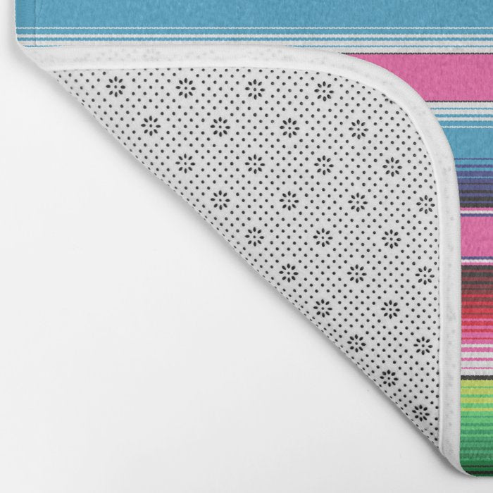 Pink Mexican Serape Blanket Stripes Bath Mat Gallery Image 2