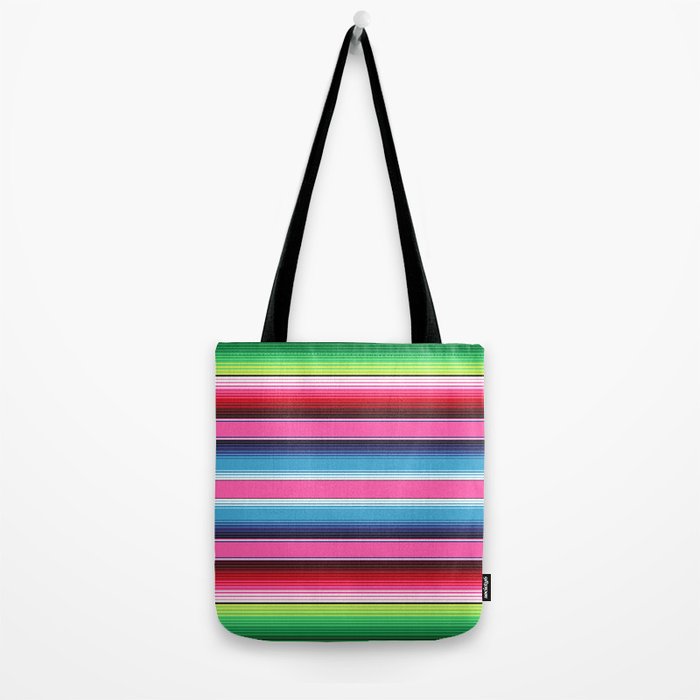 Pink Mexican Serape Blanket Stripes Tote Bag Gallery Image 2