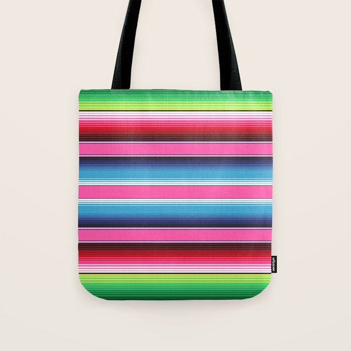 Pink Mexican Serape Blanket Stripes Tote Bag Gallery Image 1