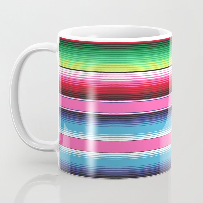 Pink Mexican Serape Blanket Stripes Coffee Mug Gallery Image 3