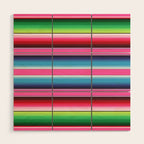 Pink Mexican Serape Blanket Stripes Wood Wall Art Gallery Image 1