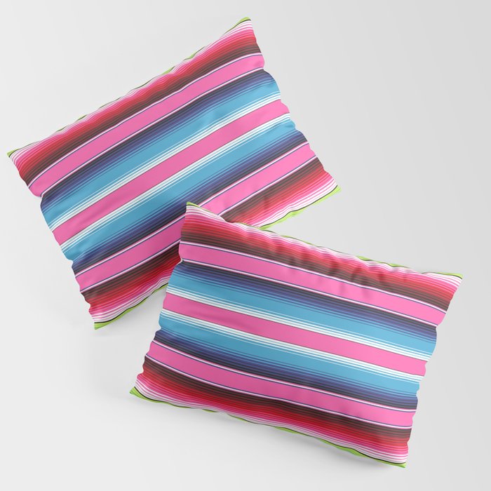 Pink Mexican Serape Blanket Stripes Pillow Sham Gallery Image 1