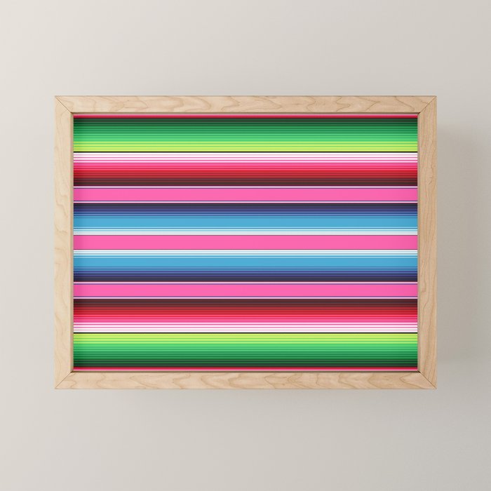 Pink Mexican Serape Blanket Stripes Mini Art Print Gallery Image 1