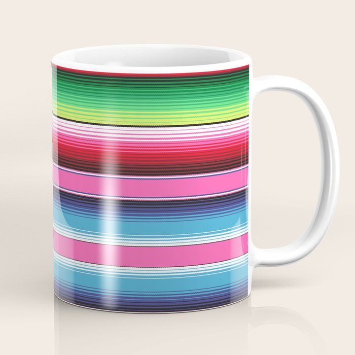 Pink Mexican Serape Blanket Stripes Coffee Mug Gallery Image 1