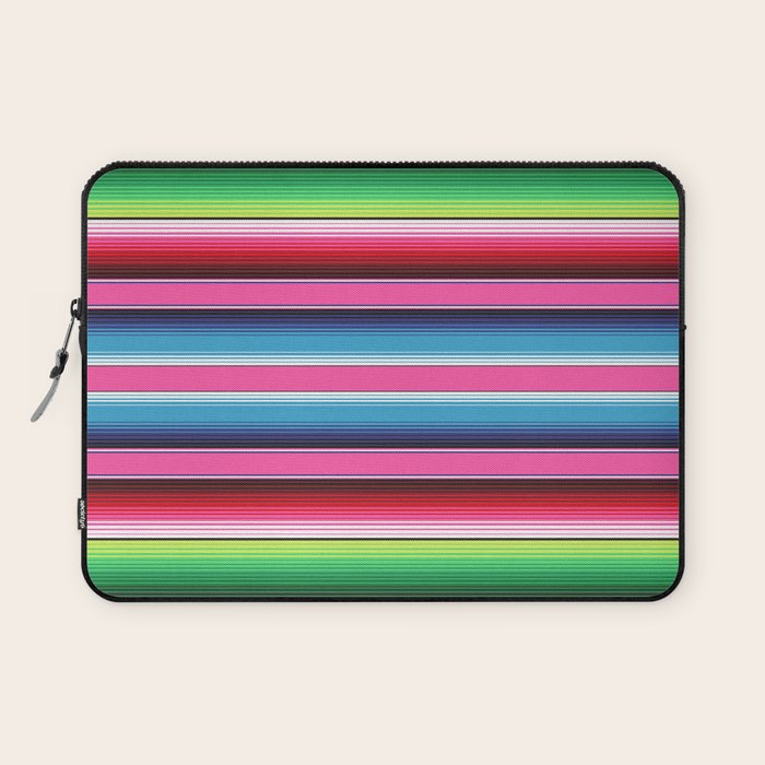 Pink Mexican Serape Blanket Stripes Laptop Sleeve Gallery Image 1