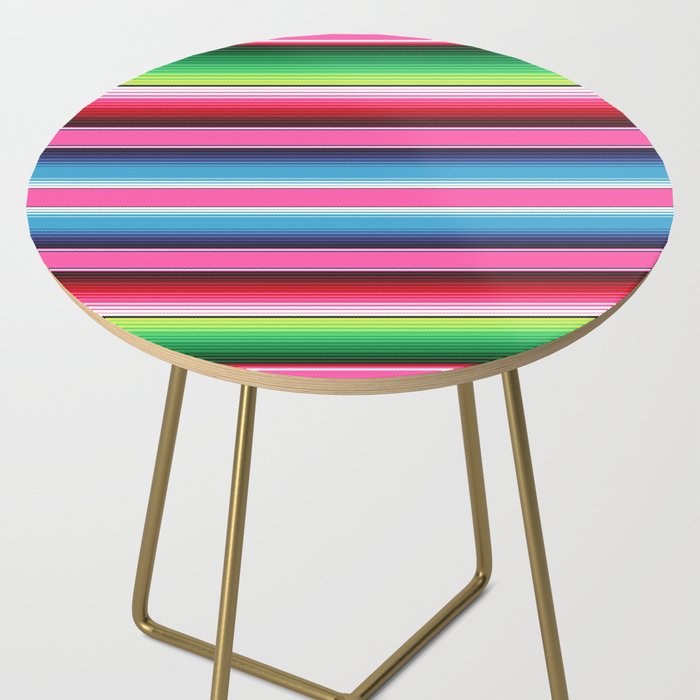 Pink Mexican Serape Blanket Stripes Side Table Gallery Image 2