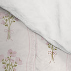 Delicate floral bouquets with vertical stripes - Pink and moss green pattern Comforter Gallery Image 4