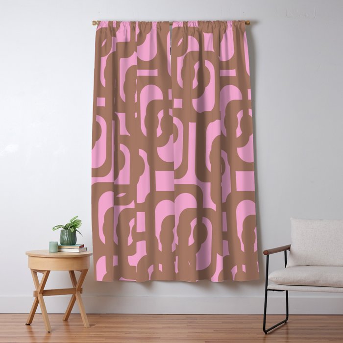 Midcentury Modern Loops Pattern 3 Inspired by PANTONE 17 1230 Color of the Year Mocha Mousse Window Curtain Gallery Image 1