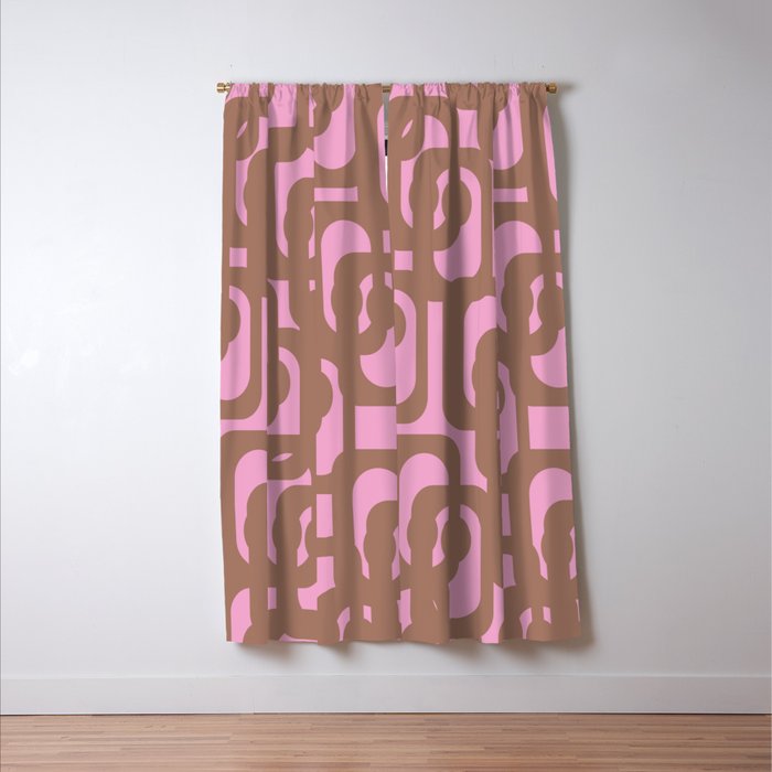 Midcentury Modern Loops Pattern 3 Inspired by PANTONE 17 1230 Color of the Year Mocha Mousse Window Curtain Gallery Image 3