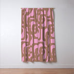 Midcentury Modern Loops Pattern 3 Inspired by PANTONE 17 1230 Color of the Year Mocha Mousse Window Curtain Gallery Image 3