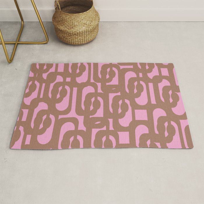 Midcentury Modern Loops Pattern 3 Inspired by PANTONE 17 1230 Color of the Year Mocha Mousse Rug Gallery Image 1