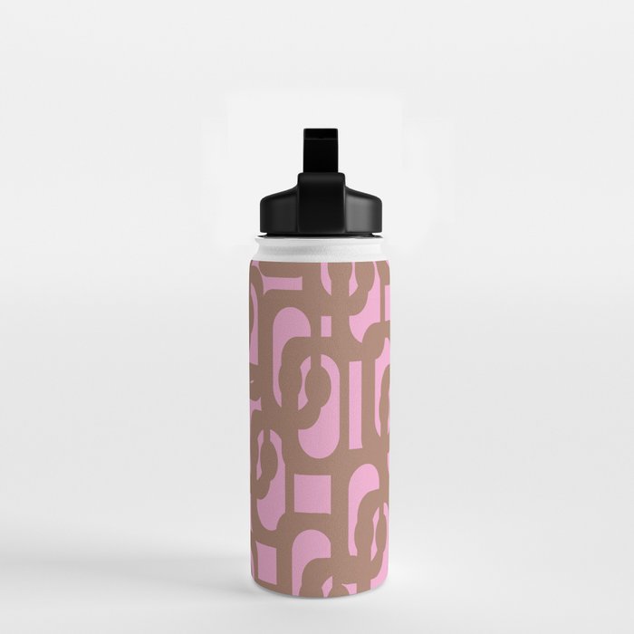 Midcentury Modern Loops Pattern 3 Inspired by PANTONE 17 1230 Color of the Year Mocha Mousse Water Bottle Gallery Image 2