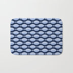 Sleepy Light Blue Fish in a Nautical Navy Blue Sea Bath Mat Gallery Image 1