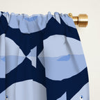 Sleepy Light Blue Fish in a Nautical Navy Blue Sea Window Curtain Gallery Image 2