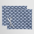 Sleepy Light Blue Fish in a Nautical Navy Blue Sea Placemat Gallery Image 1