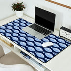 Sleepy Light Blue Fish in a Nautical Navy Blue Sea Desk Mat Gallery Image 2