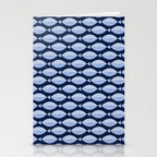Sleepy Light Blue Fish in a Nautical Navy Blue Sea Stationery Card Gallery Image 2