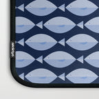 Sleepy Light Blue Fish in a Nautical Navy Blue Sea Laptop Sleeve Gallery Image 3