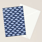 Sleepy Light Blue Fish in a Nautical Navy Blue Sea Stationery Card Gallery Image 2