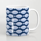 Sleepy Light Blue Fish in a Nautical Navy Blue Sea Coffee Mug Gallery Image 1