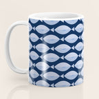 Sleepy Light Blue Fish in a Nautical Navy Blue Sea Coffee Mug Gallery Image 3