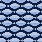 Sleepy Light Blue Fish in a Nautical Navy Blue Sea Coffee Mug Gallery Image 2