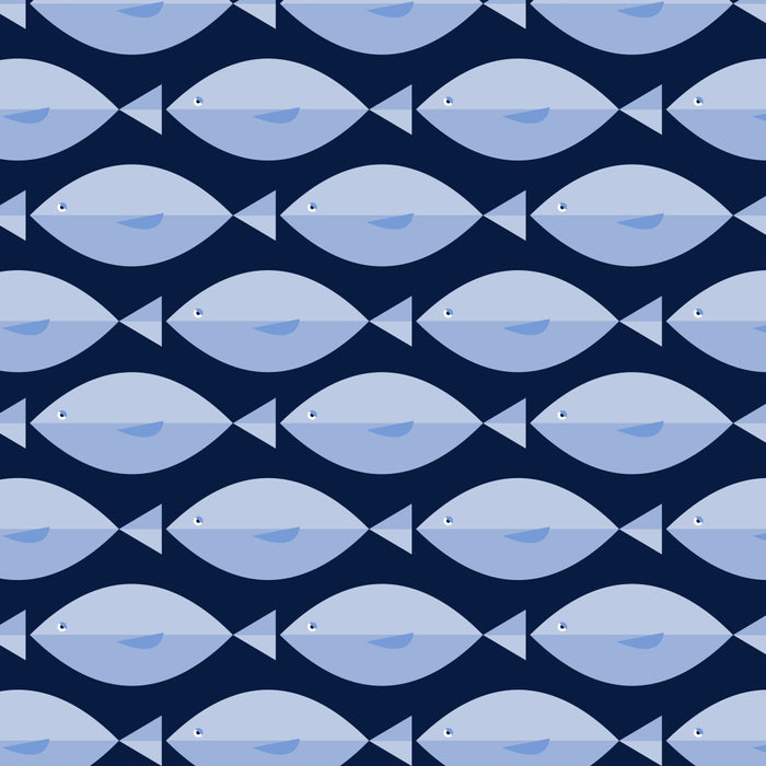 Sleepy Light Blue Fish in a Nautical Navy Blue Sea Coffee Mug Gallery Image 2