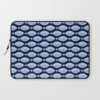 Sleepy Light Blue Fish in a Nautical Navy Blue Sea Laptop Sleeve Gallery Image 1