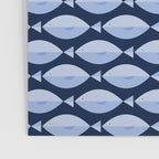 Sleepy Light Blue Fish in a Nautical Navy Blue Sea Poster Gallery Image 3