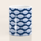 Sleepy Light Blue Fish in a Nautical Navy Blue Sea Coffee Mug Gallery Image 4