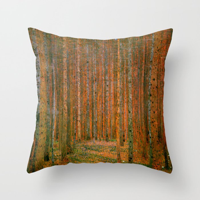 Gustav Klimt "Fir Forest" Throw Pillow Gallery Image 1