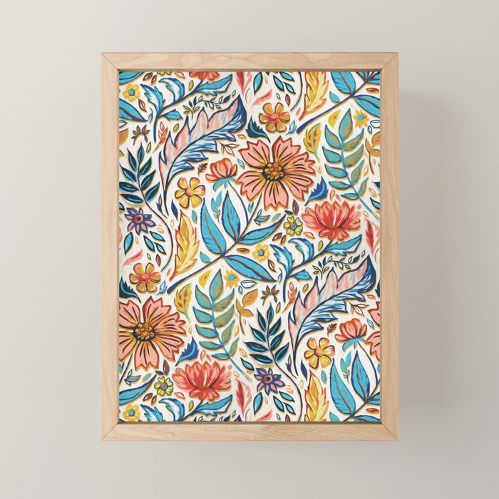 Vivid Colorful Art Nouveau Floral Mini Art Print Gallery Image 1