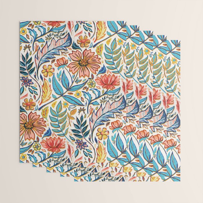 Vivid Colorful Art Nouveau Floral Wrapping Paper Gallery Image 3