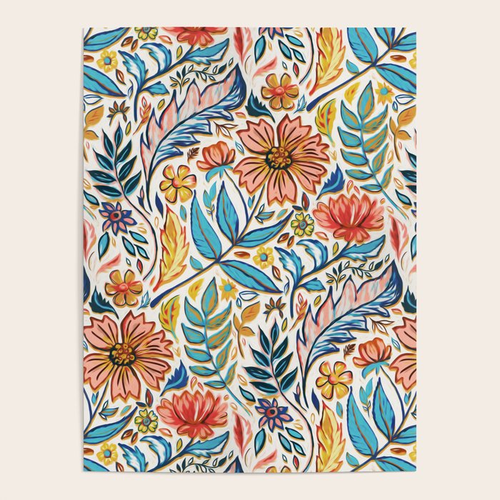Vivid Colorful Art Nouveau Floral Poster Gallery Image 4