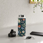 Woodland Forest Flowers - Navy Blue Water Bottle Gallery Image 5