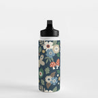 Woodland Forest Flowers - Navy Blue Water Bottle Gallery Image 3