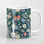 Woodland Forest Flowers - Navy Blue Coffee Mug Gallery Image 1
