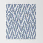 Abstract Herringbone Pattern, Rustic, Blue and White Throw Blanket Gallery Image 2