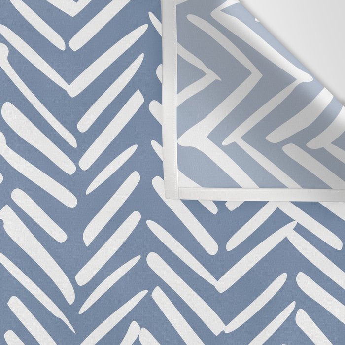 Abstract Herringbone Pattern, Rustic, Blue and White Wall Tapestry Gallery Image 3