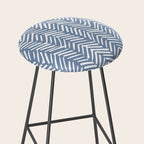 Abstract Herringbone Pattern, Rustic, Blue and White Stool Gallery Image 2