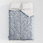 Abstract Herringbone Pattern, Rustic, Blue and White Duvet Cover Gallery Image 6