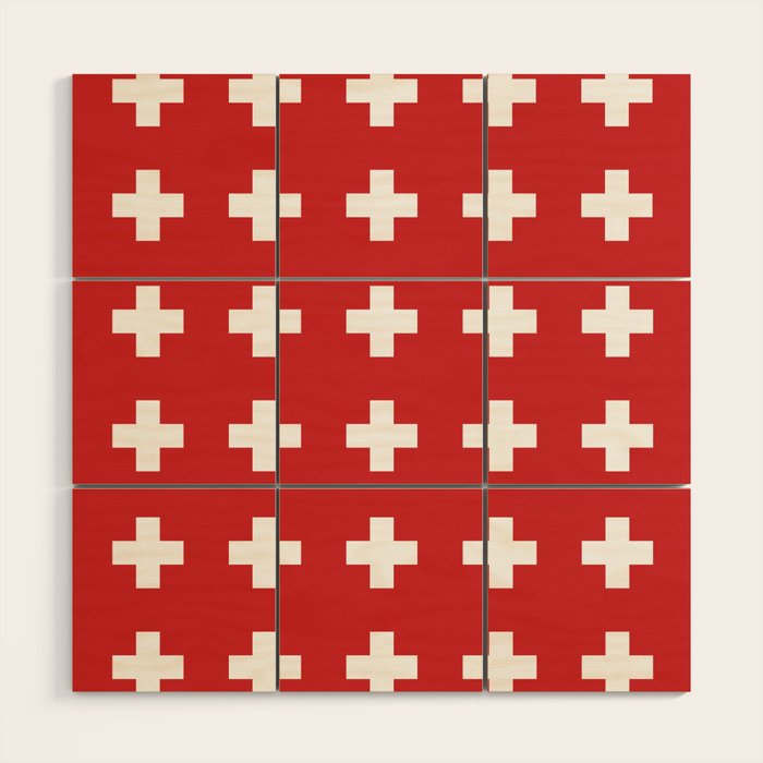 Swiss Cross Red Wood Wall Art Gallery Image 1