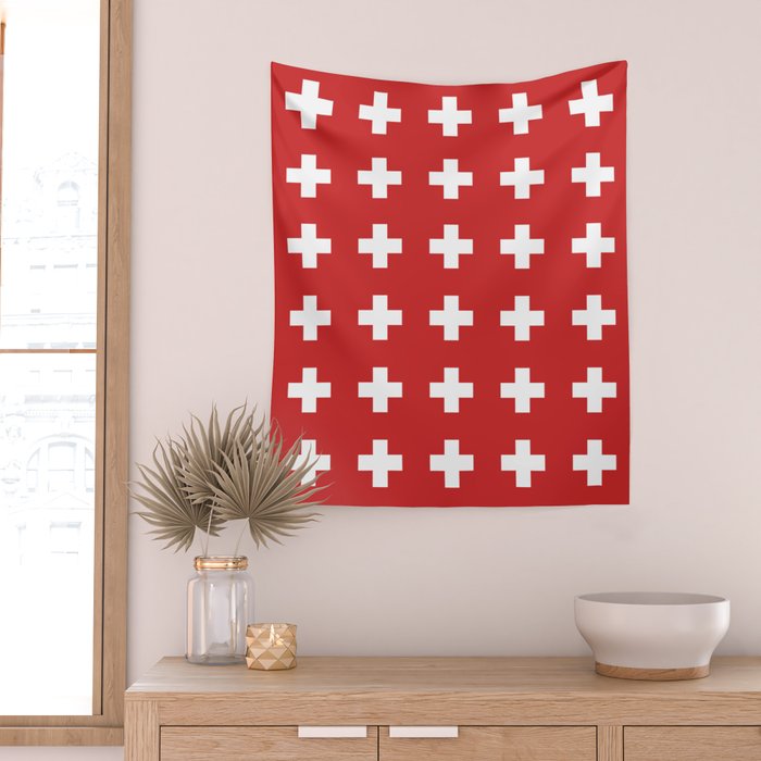 Swiss Cross Red Wall Tapestry Gallery Image 2