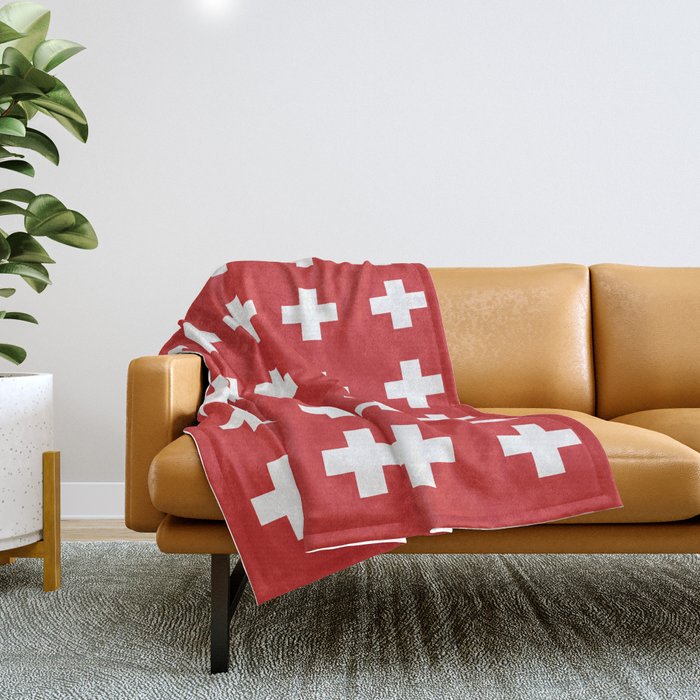 Swiss Cross Red Throw Blanket Gallery Image 1