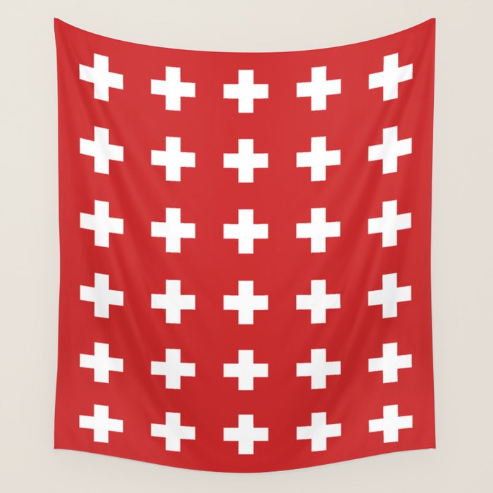 Swiss Cross Red Wall Tapestry Gallery Image 1